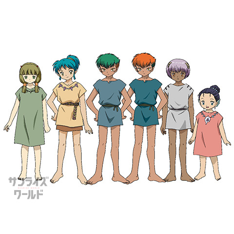 萌黄(もえぎ) 、浅葱(あさぎ) 、緑(ろく)、橙(だい)、紫苑(しおん)、藍(あい)（左から）